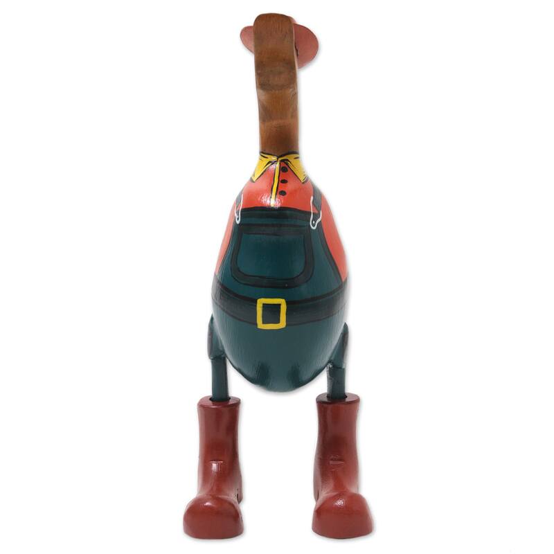 Novica Handmade Farmer Duck Bamboo Root And Teak Wood Figurine