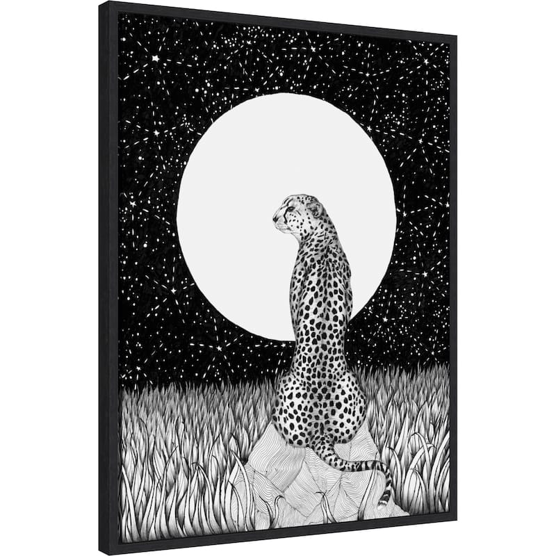 Cheetah Moon Large by Ec Mazur Framed Canvas Wall Art