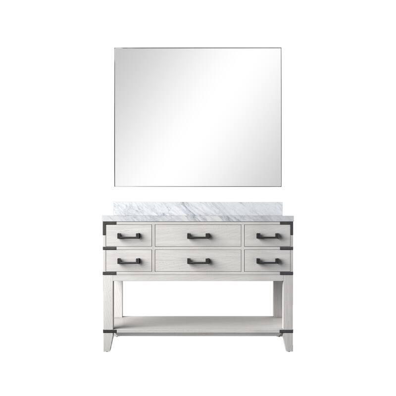 Norwalk Bath Vanity with Carrara Marble Top, Sink and Mirror