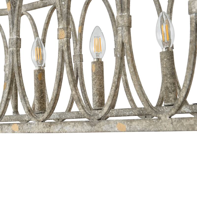 Rustic Metal Oval - Ring 5 - Light Kitchen Island Linear Chandelier