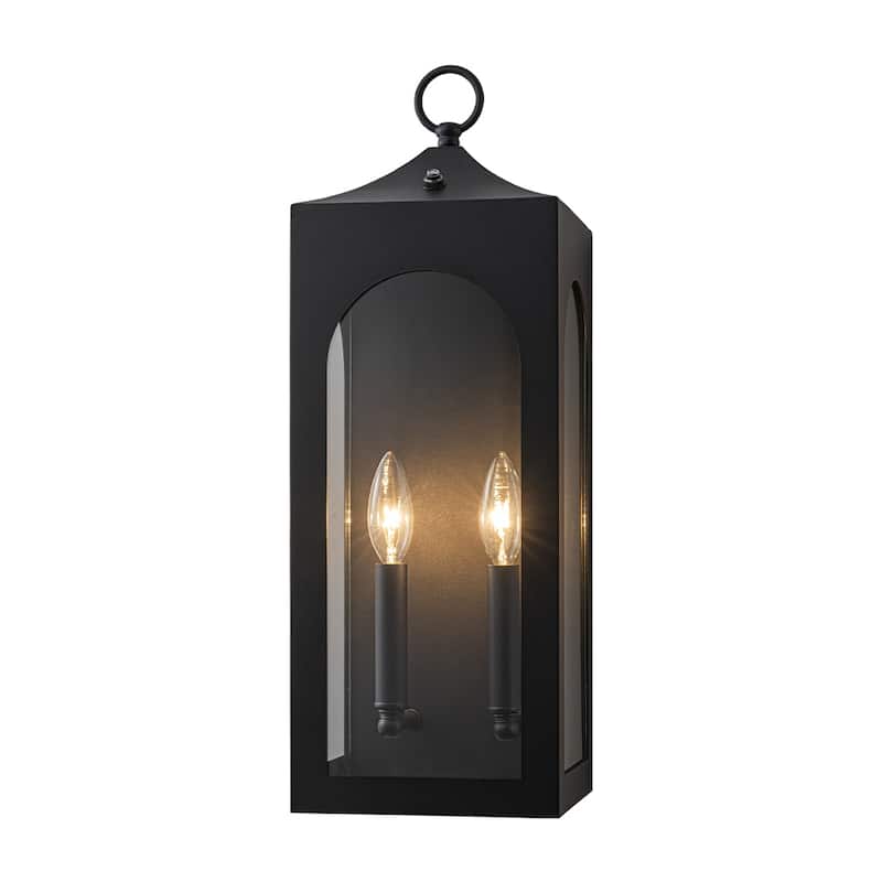 Unique/Statement Dusk to Dawn Outdoor Wall Light with Clear Glass Farmhouse Black Exterior Wall Sconce for Garage - W7''