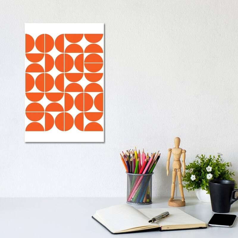 iCanvas "Mid Century Modern Geometric IV Orange" by The Old Art Studio Canvas Print - 12x8x0.75