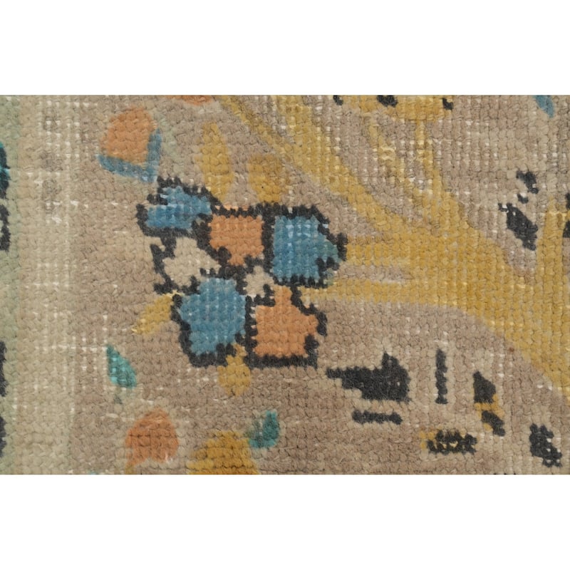 Hand Knotted Oriental 100% Wool Carpet Traditional Floral Beige & Ivories Tabriz Area Rug - 9' 10'' X 6' 6''