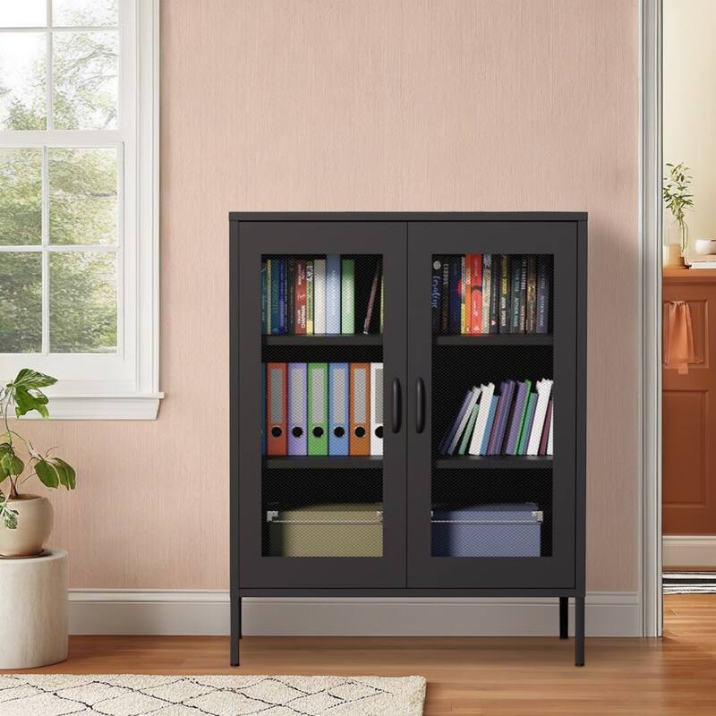 GDFStudio - Marcus Durable Metal Storage Cabinet with Adjustable Shelves for Versatile Organization