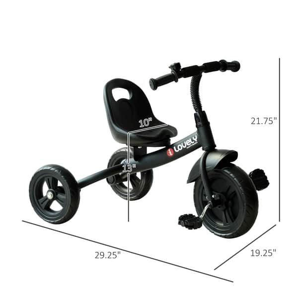 3-Wheel Recreation Ride-On Toddler Tricycle With Bell - Black
