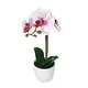 preview thumbnail 13 of 20, Artificial Phalaenopsis Orchid Flower Arrangement in White Pot 13in 13" H x 7.5" W x 5" DP - Lavender White