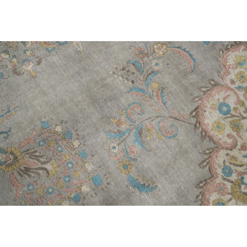 Hand Knotted Oriental 100% Wool Carpet Traditional Medallion Greys & Charcoal Tabriz Area Rug - 12' 3'' X 9' 1''