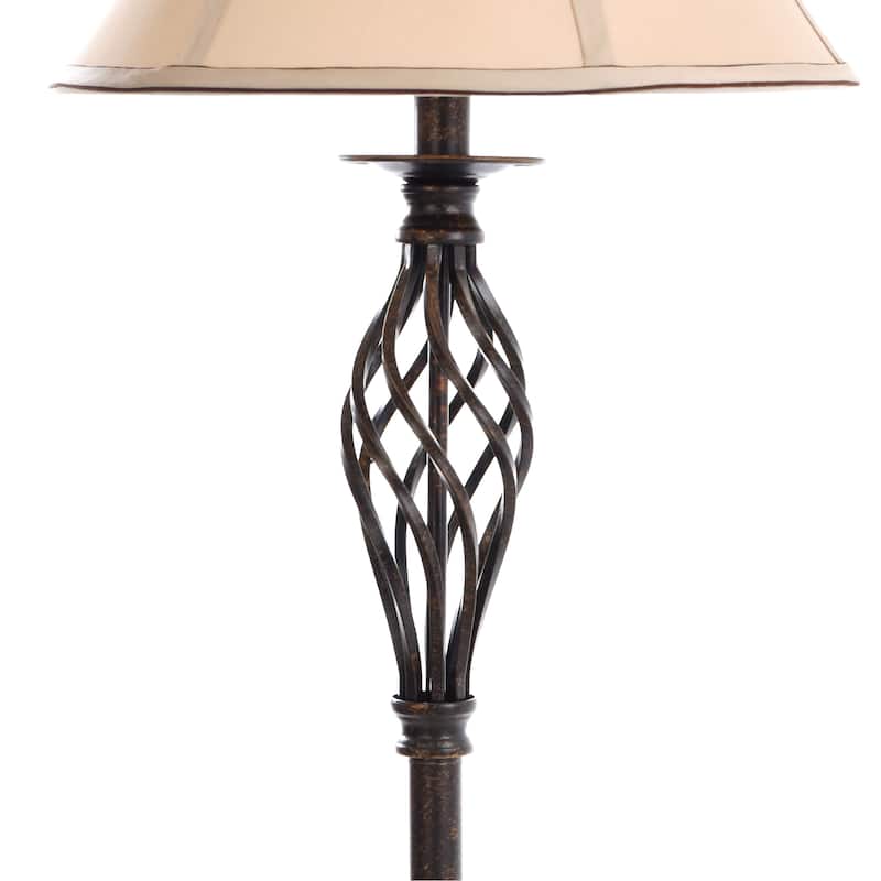 StyleCraft Barclay Brass Table and Floor Lamp Set - White Silk Shade (Set of 3)