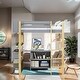 preview thumbnail 1 of 17, Full Size Wood Loft Bed With Cabinet and Cubes, Foldable desk, Grey Grey