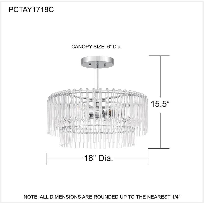 Tayshia 3-Light Polished Chrome Semi-Flush Mount Light