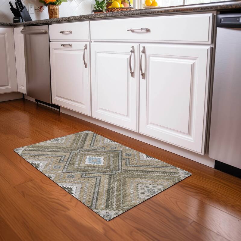 Machine Washable Indoor/ Outdoor Global Boho Chantille Rug