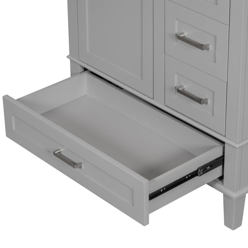 Single Sink Bathroom Vanity Cabinet, Vanity Base & Ceramic Sink Combo Set, 3 Drawers Bathroom Storage Cabinet, 30 Inch