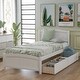 preview thumbnail 1 of 7, Minimalist Twin Platform Bed with Storage Drawers, Pine Wood Frame, White Finish White