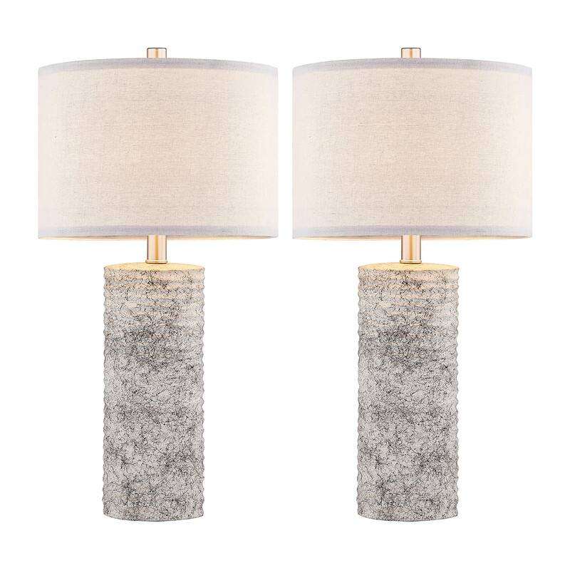 KAWOTI 23.75" Glazed Ceramic Table Lamp Set with LED Bulbs (set of 2) - W12" * H23.75"