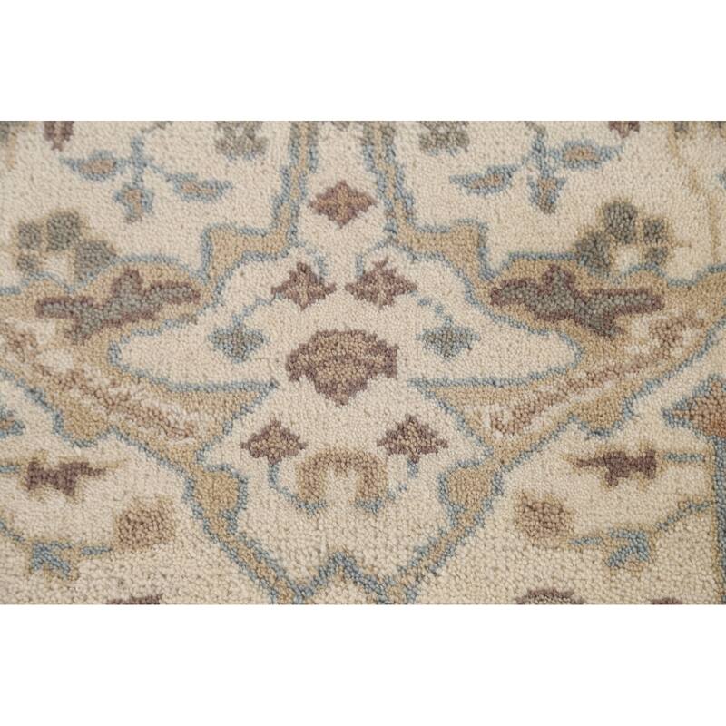Beige / Ivory Oushak Runner Rug Handmade Oriental Wool Carpet - 2'7"x 11'11"