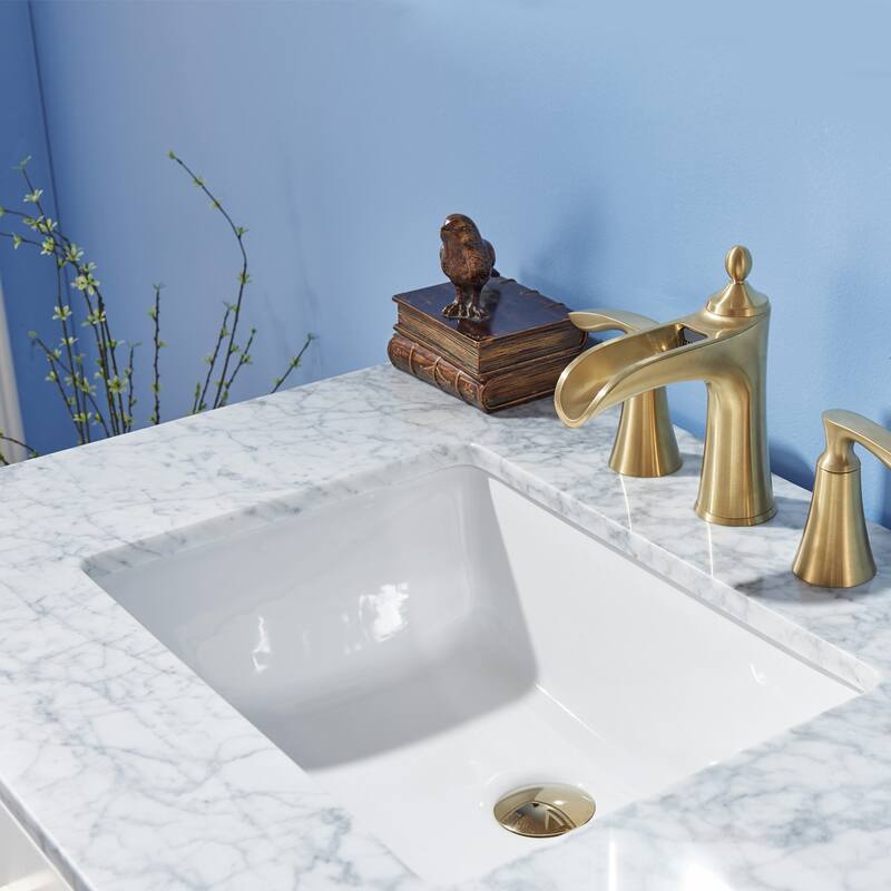 Altair Ivy Single Bathroom Vanity Set and Carrara White Countertop without Mirror