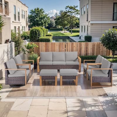 Pocassy Outdoor Sofa, Swivel Chair, Patio Chair Ottoman Set