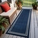 preview thumbnail 83 of 98, World Rug Gallery Border Indoor/Outdoor Flat Woven Area Rug 2' 3" x 6' - Navy