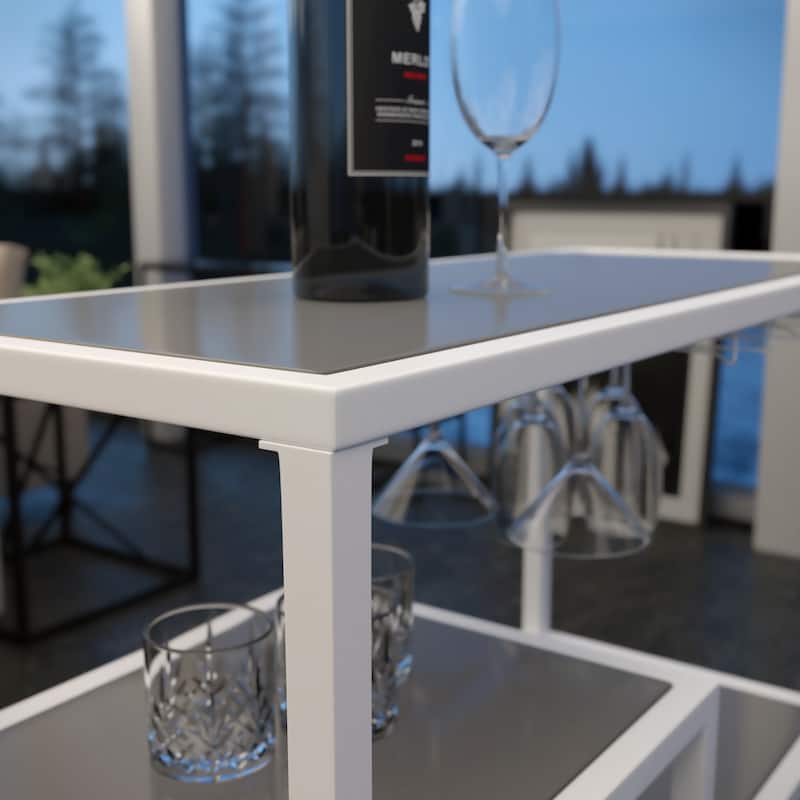 SEI Furniture Glenn White Metal Bar Cart