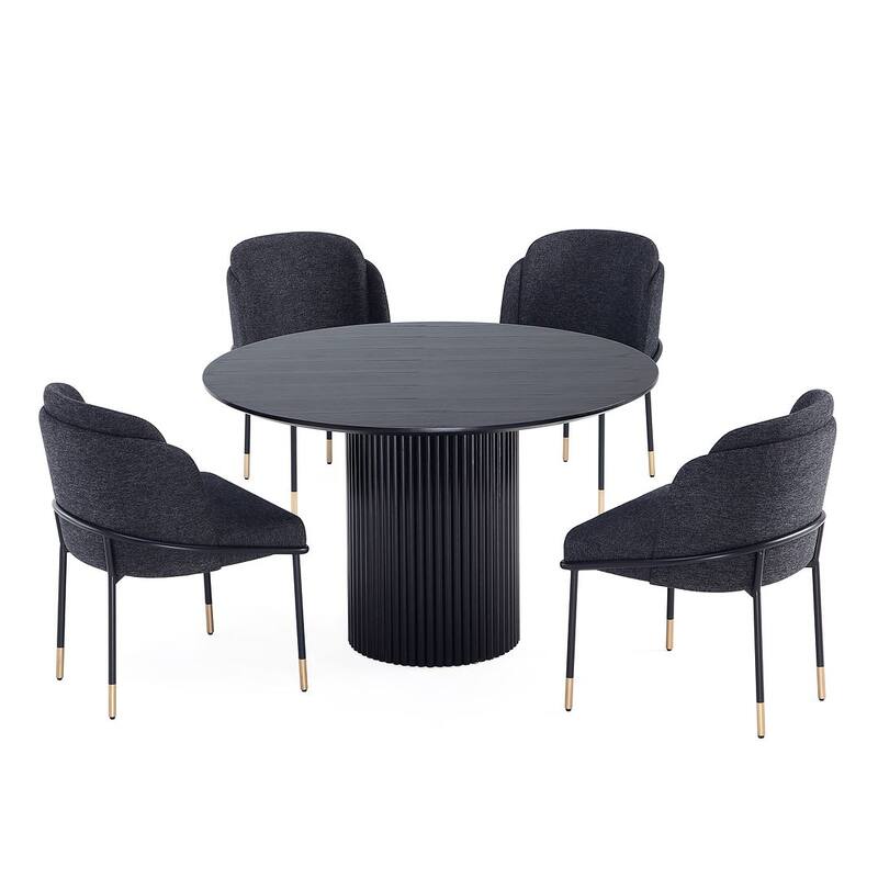 Manhattan Comfort Hathaway Flor Modern 47.24 Solid Wood Round Dining Set