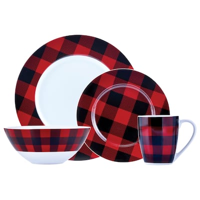 Dinnerset 16PC Buffalo Plaid Red/Black - 11" x 0'5"