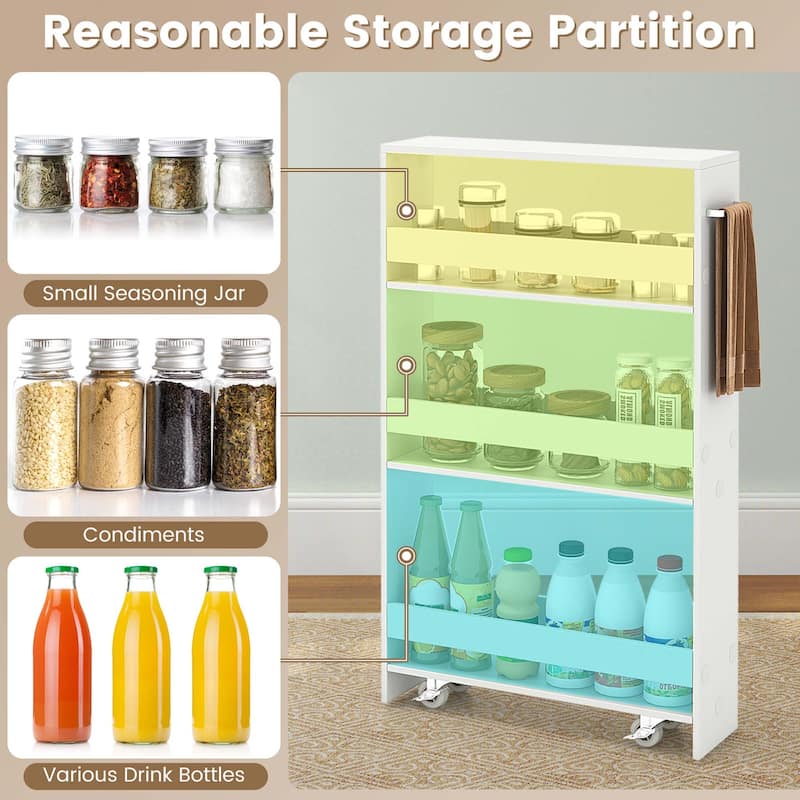 Costway 4-Tier Slim Storage Cart with Open Shelves Rolling Kitchen - See Details