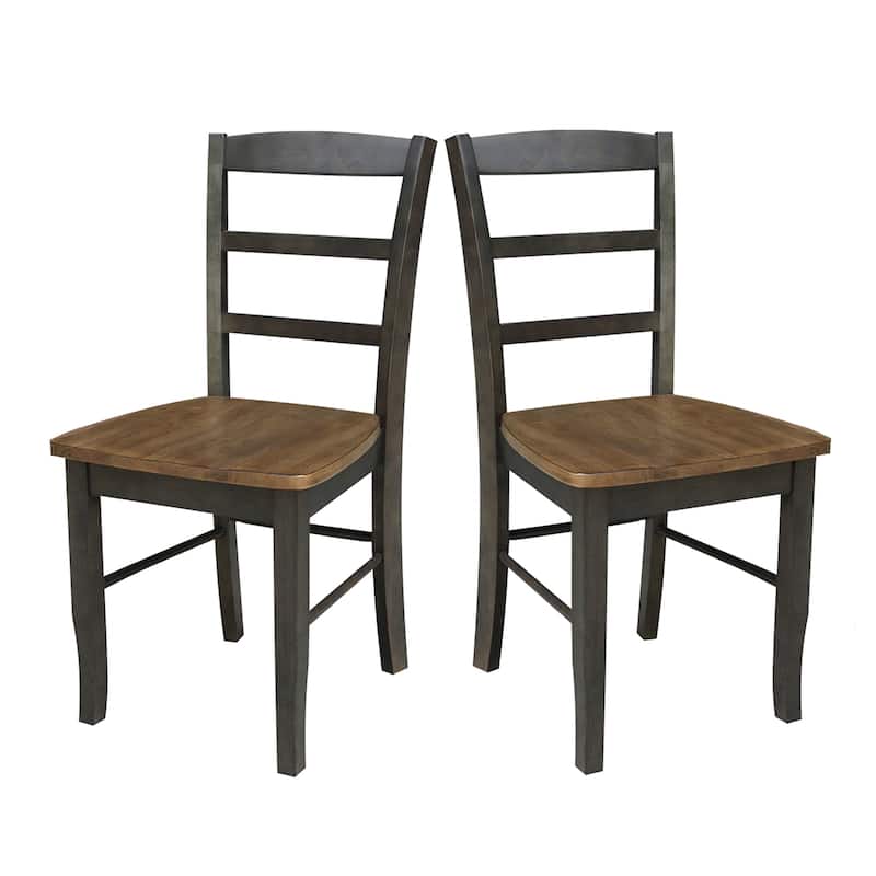 International Concepts Solid Wood Madrid Ladderback Chairs, Set of 2 - Hickory/Washed Coal