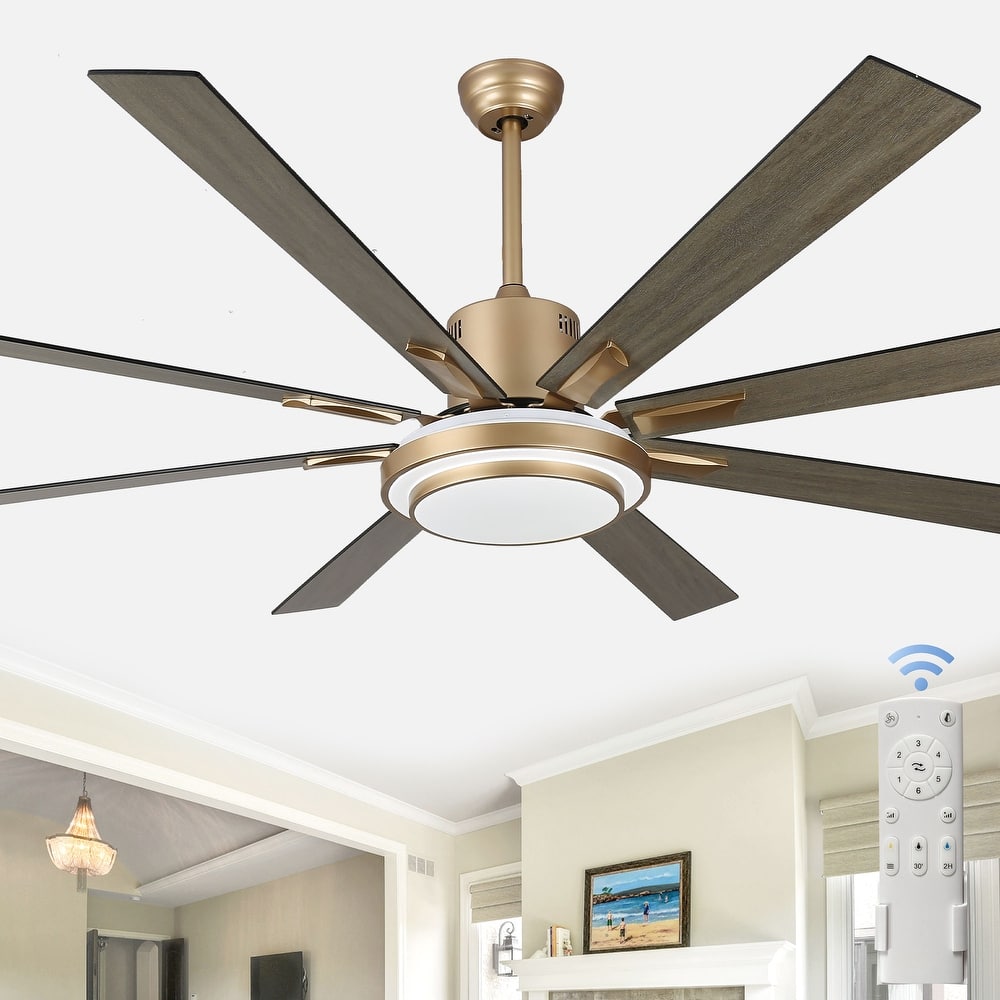 Cusp Barn 72" LED Dimmable Ceiling Fan,Industrial Reversible Fan Light,6 Speeds Quiet DC Motor with Remote for Large Room/Space