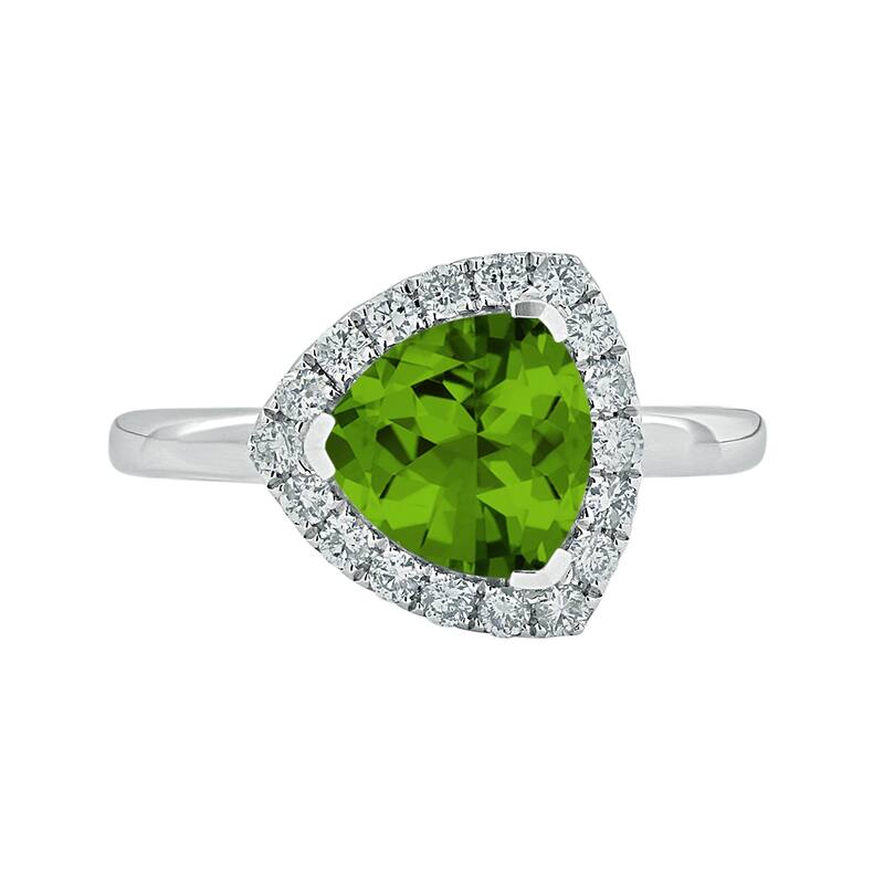 Auriya 2 1/8ct Trillion-cut Peridot Gem Halo Diamond Engagement Ring 1/4ctw 14k Gold