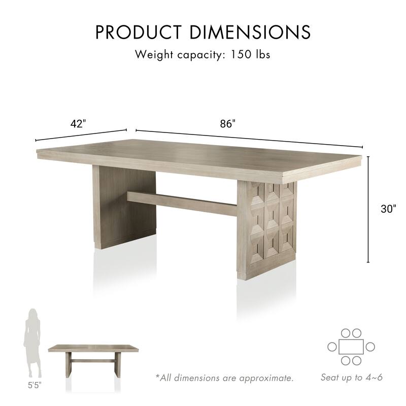 Furniture of America Durem II Modern 5-Piece Solid Wood 86-inch Dining Table Set