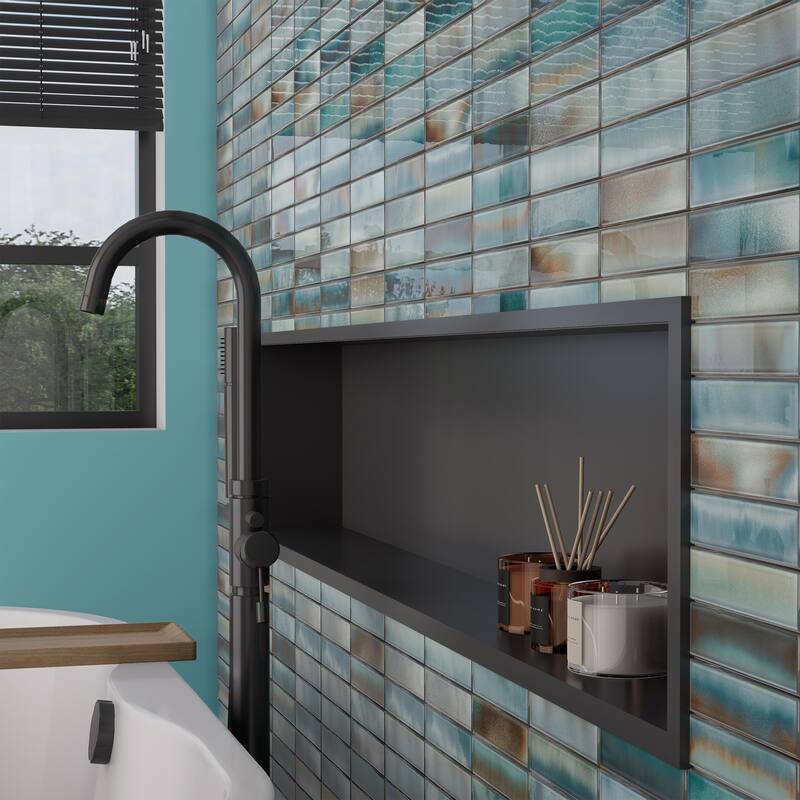 Merola Tile Borealis Aqua 5-7/8" x 11-3/4" Ceramic Wall Tile