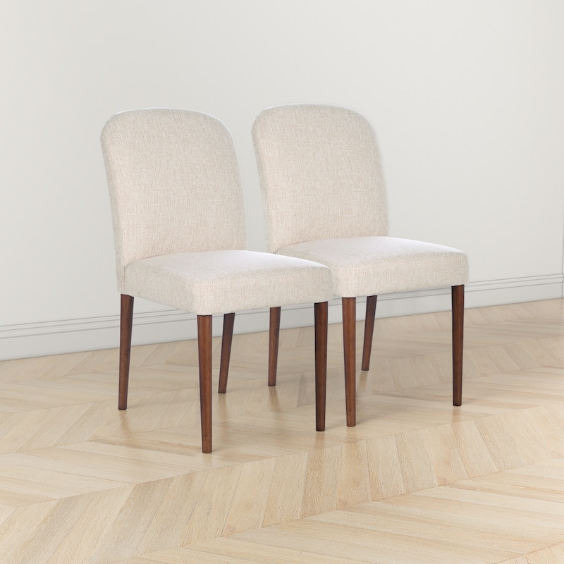Mizu Solid Wood Japandi Style Linen Dining Chair (Set of 2)
