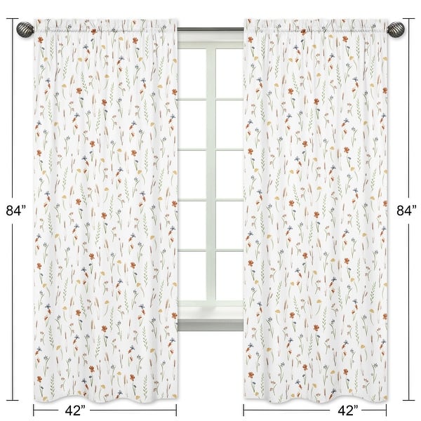 Sweet Jojo Designs Boho Floral Garden Flower Girl 84in Window Treatment Curtain Panel Drapes Pair Watercolor Bohemian Farmhouse