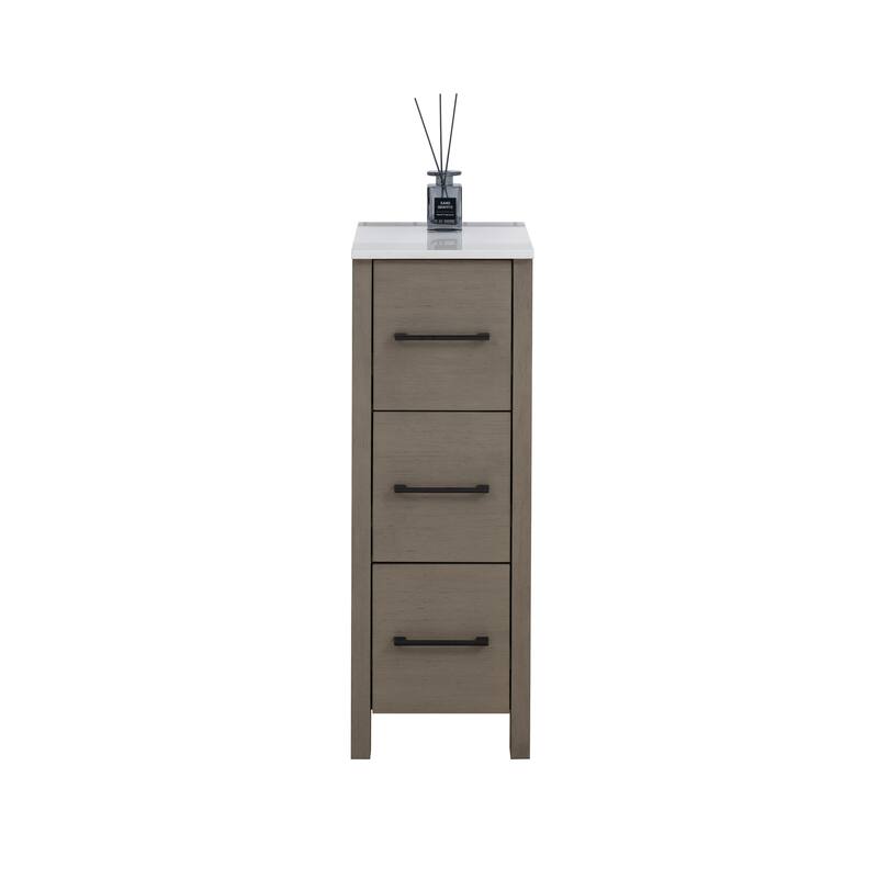 Vanity Art 12-Inch Bathroom Vanity Cabinet 3 Drawer Side Storage Organizer Freestanding Single Vanity Bedroom/Bathroom/Entryway