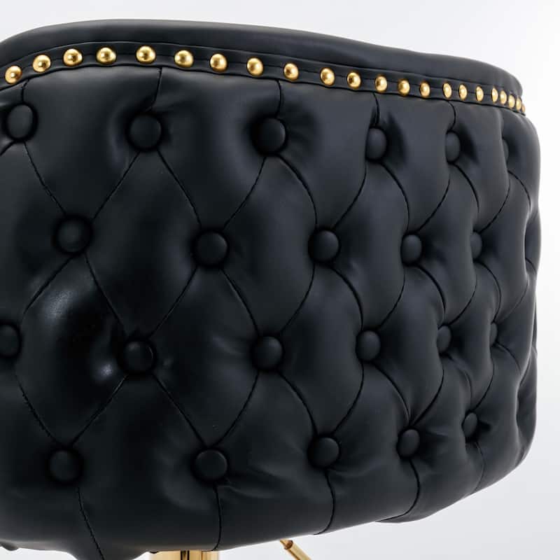 PU Upholstered Swivel Barstools Adjusatble Seat Height, Set of 2