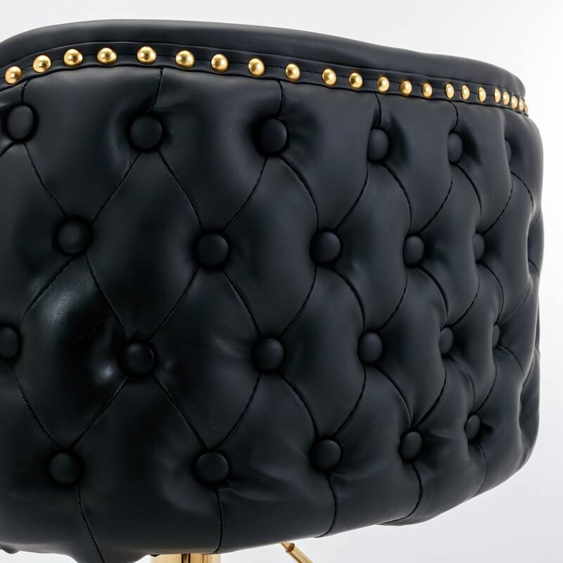 Roomfitters Bar Stools Set of 2, Modern PU Leather Adjustable Swivel Counter Chairs with Tufted Backrest