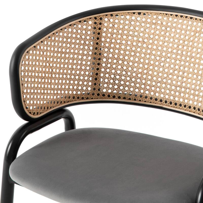 Ervilla Modern Wicker Back Dining Chair with Upholstered Velvet Seat Armchair for Dining Room and Kitchen, Set of 4 - 29.9"