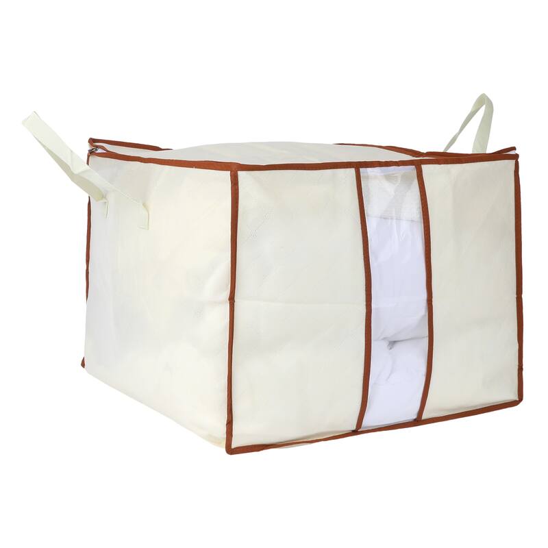 1 Pack Clothes Storage, Storage Bags, Moving Bags for Organizing Bedroom, Comforter, Closet Organizers and Storage with Handles - Beige - 43*20*20in