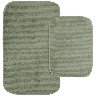 Glamour Deep Fern Nylon Washable Bathroom Rug Set