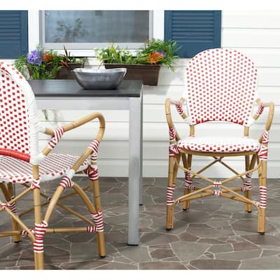 SAFAVIEH Hooper Blue/White Indoor Outdoor Arm Chair (Set of 2) - 21"W x 22"D x 35"H