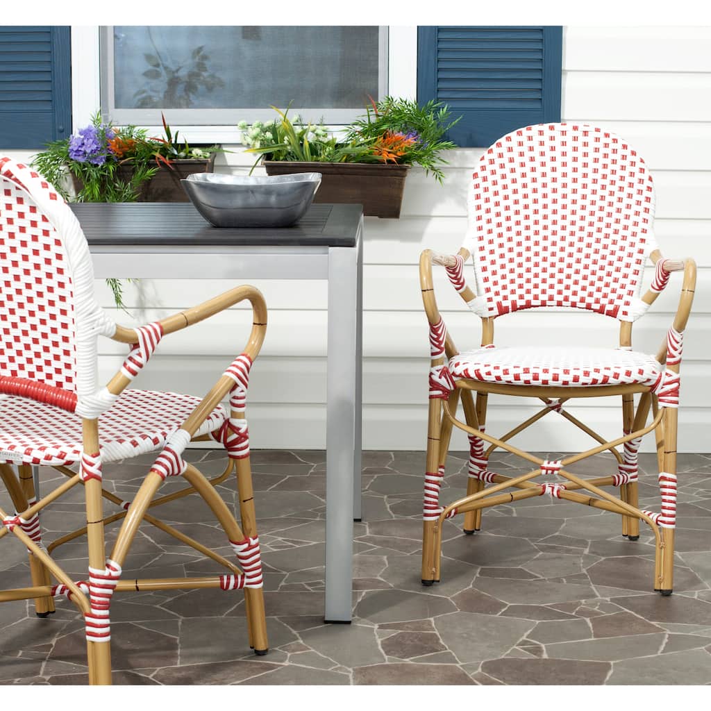 SAFAVIEH Hooper Blue/White Indoor Outdoor Arm Chair (Set of 2) - 21"W x 22"D x 35"H