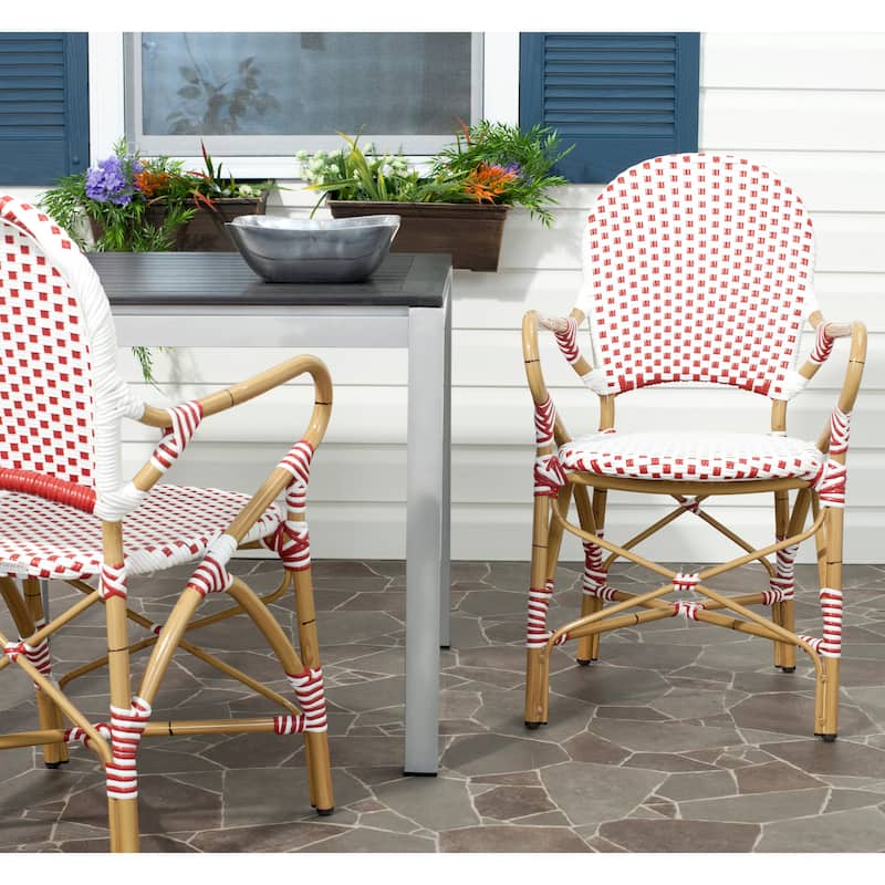 SAFAVIEH Jonell Indoor/Outdoor Arm Chair (Set of 2) - 21Wx22Dx35H - Red