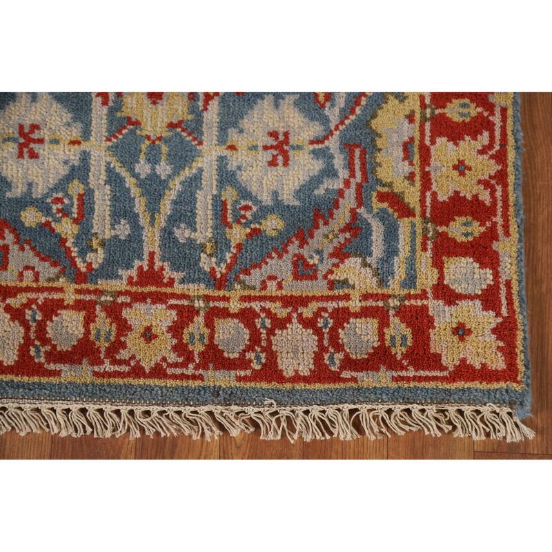 All-Over Blue Heriz Oriental Runner Rug Hand-knotted Wool Carpet - 2'6"x 11'9"