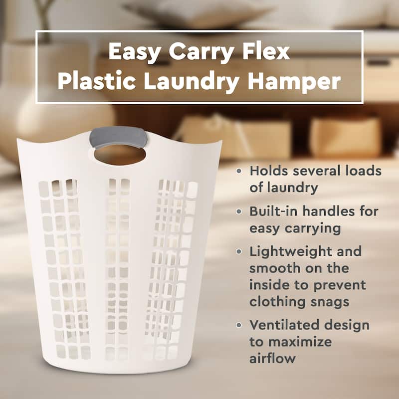 Gracious Living Easy Carry Flex 87 L Plastic Laundry Hamper, White (3 Pack) - 3 Pack