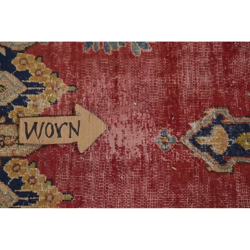 Distressed Pink Kerman Persian Antique Rug Hand-Knotted Wool Carpet - 4'4" x 5'5"