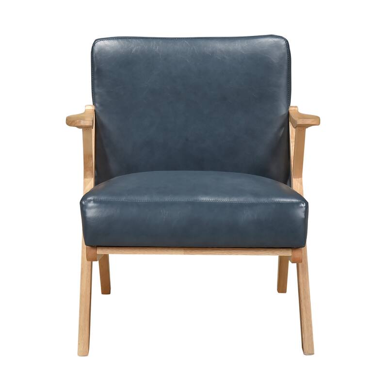 Rhys 26.5" Faux Leather Accent Chair - Solid Rubberwood Frame