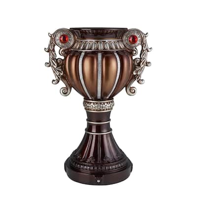Bronze and Silver Polyresin Urn Table Vase with Stone Embellishments