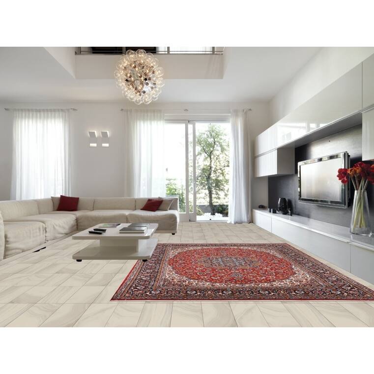 Floral Kashan Turkish Rug Dining Room Machine-Made Carpet - 9'10" x 12'8"