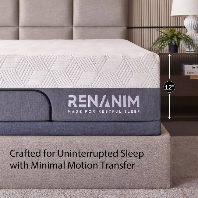 Renanim Cooling Gel Memory Foam Mattress, Breathable & Supportive for Cooler Sleep