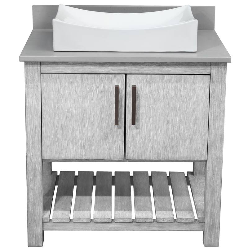 Miseno MV-30SG-NOBV-280-324C-MIR 30" Free Standing Single Basin Vanity